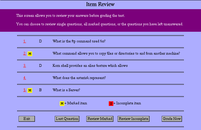 Item Review screen.
2 marked questions.