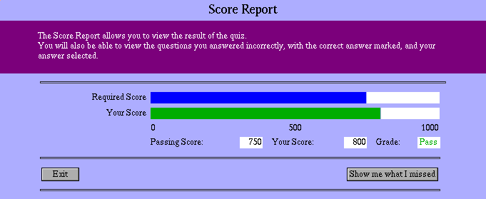 Score Report
screen